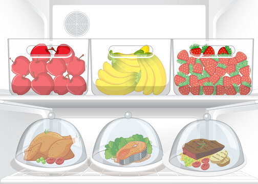 Inside of refrigerator with foods
