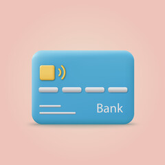 Cartoon style credit card. Concept of bank operations. Vector