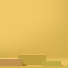 Yellow podium in yellow background for product presentation. Vector