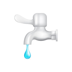 water drop 3D icon vector, faucet illustration