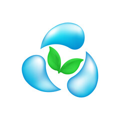 water drop 3D icon vector, nature illustration