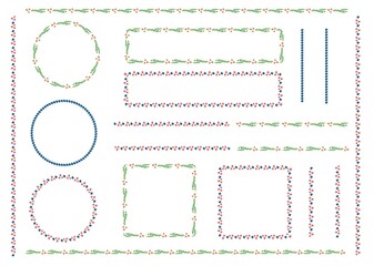 水彩花輪、罫線フレームセット