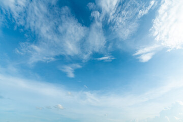 beautiful airatmosphere bright blue sky background abstract clear texture with white clouds.