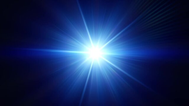 青色の放射。放射状に広がる光。場面中央から放たれる光が美しい背景動画。