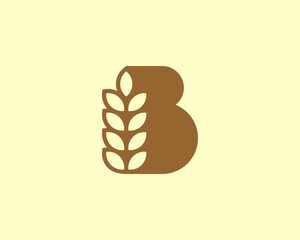 Cake logo with wheat design and letter B