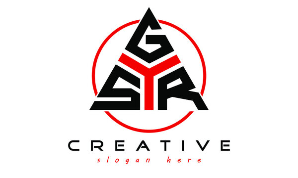 SGR three letter creative triangle shape in circle logo design vector template. typography logo | Letter mark logo | initial logo | wordmark logo | minimalist logo | gaming logo | emblem logo
