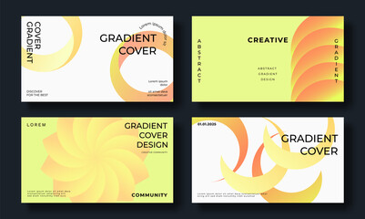 Abstract fluid gradient cover template. Set of modern poster with vibrant graphic color, circles, geometric shapes. Gradient background for brochure, flyer, wallpaper, banner, business card.