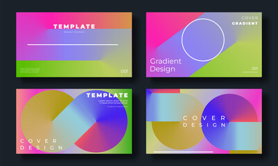 Abstract fluid gradient cover template. Set of modern poster with vibrant graphic color, colorful, geometric shapes. Gradient background design for brochure, flyer, wallpaper, banner, business card.
