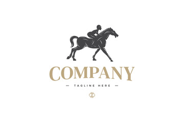 Classic horse racing logo with bold design illustration