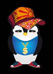 niedlicher Pinguin als Hip Hopper im coolen Outfit