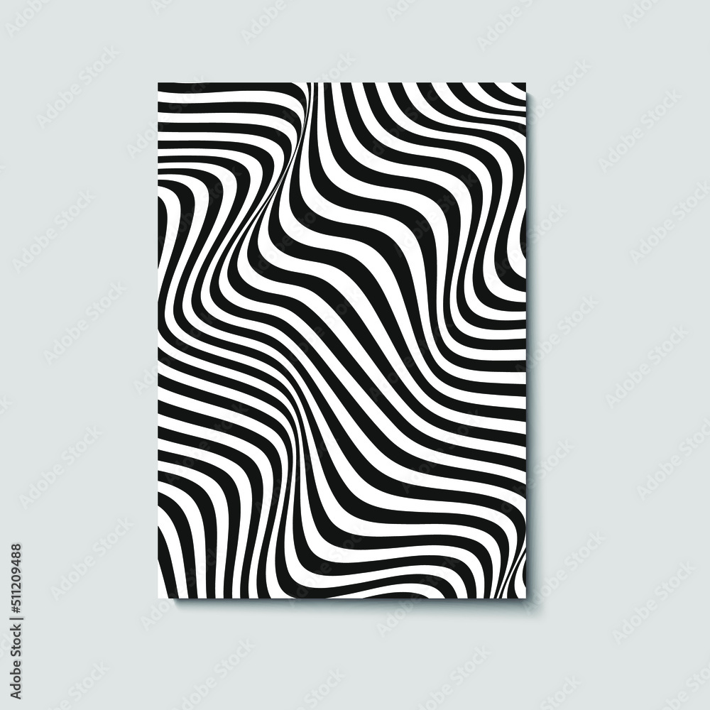 Poster abstract seamless vector pattern. waves. lines. distorted. isolated