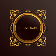 elegant dark brown gold vintage circle frame design