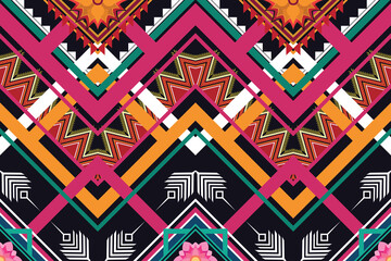 Geometric ethnic flower pattern for background,fabric,wrapping,clothing,wallpaper,Batik,carpet,embroidery style.	