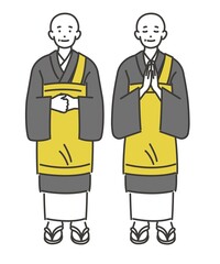 Naklejka premium お坊さんのアイコンベクターイラスト素材／葬儀／法事／住職