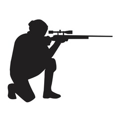 sniper shooting on the knee silhouette vector design - obrazy, fototapety, plakaty
