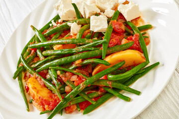 fasolakia, green beans, tomatoes and potatoes stew