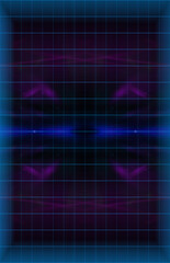 Abstract neon kaleidoscope pattern grid background image.