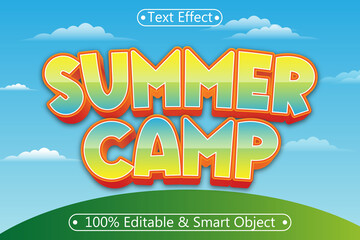 Summer Camp Editable Text Effect 3 dimension Emboss Cartoon Style