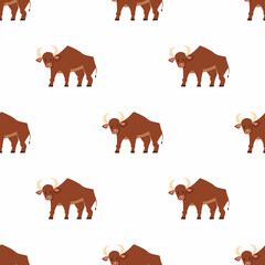 Children s seamless pattern with bulls on a white background. Perfect for kids clothing, fabric, textiles, baby jewelry, wrapping paper.