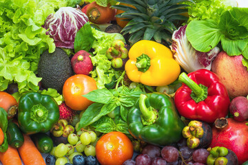 Fototapeta na wymiar Stack of fresh vegetables organic for healthy
