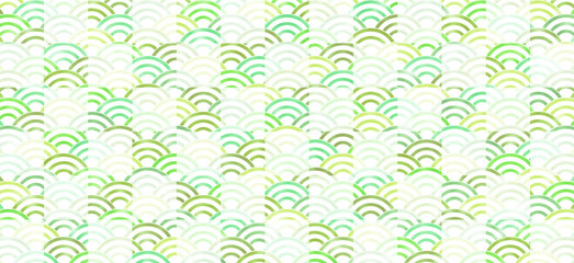 水彩風波模様、緑格子、暑中見舞い等、涼し気な場面へ