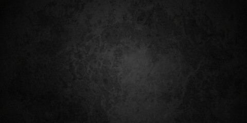 Dark black grunge textured concrete backdrop background. Panorama dark grey black slate background or texture. Vector black concrete texture. Stone wall background.