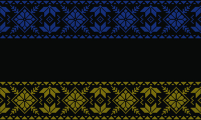 Embroidered Ukrainian ornament for clothes, knitting, white background. Norwegian jacquard. Ukrainian folk clothes. Patterns for embroidery
