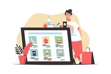 Guy order food online via device