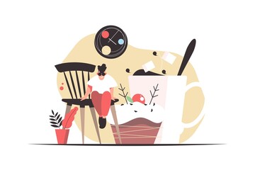 Big cup of coffee and cake