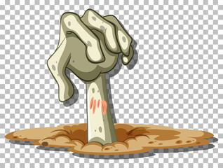 Zombie hand in cartoon style