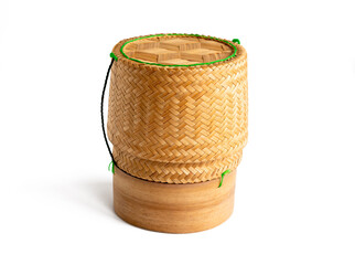 Sticky rice box or bamboo rice box (kratib) container the sticky rice.