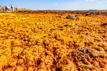 A world created by various iron oxides spreading over the land of Dallol, Danakil, Afar Region, Ethiopia