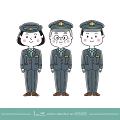 駅員のイラストセット
