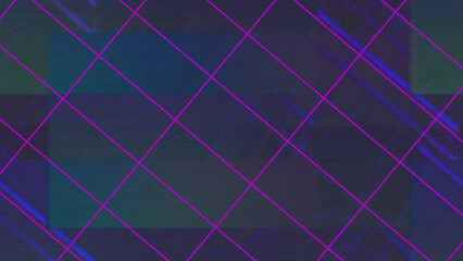 Abstract neon grunge textured grid shape background image.