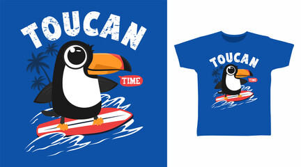Cute toucan surf cartoon tshirt and apparel designs © Clushy