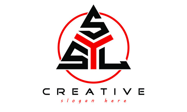 SSL three letter creative triangle shape in circle logo design vector template. typography logo | Letter mark logo | initial logo | wordmark logo | minimalist logo | gaming logo | emblem logo
