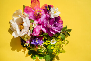 spring flowers with fresh leaves