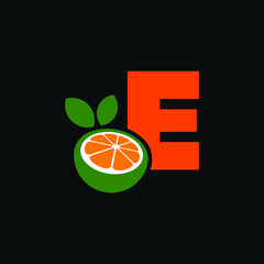 Obraz premium Alphabet Orange E Logo