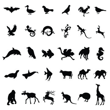 set of animals silhouettes