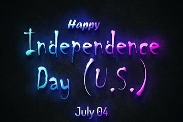 Obraz premium Happy Independence Day , July 04. july Calendar on workplace neon Text Effect, Empty space for text