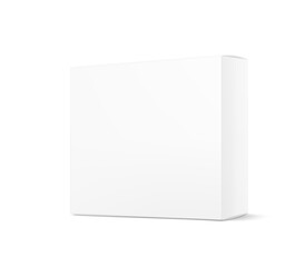 Realistic blank cardboard packaging box mockup. Vector illustration isolated on white background. Can be use for food, pharmacy, cosmetic and other. Ready for your design. EPS10.	