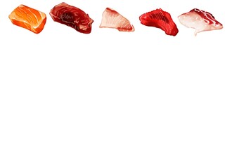 手描き水彩の刺身イラスト長方形フレーム・上