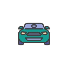Car front view filled outline icon