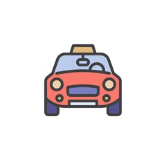 Taxi car front view filled outline icon