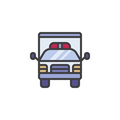 Ambulance car front view filled outline icon