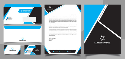 Corporate brand identity, stationary, letterhead, business card, envelope, cover design template