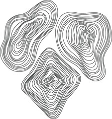 Abstract tree rings. Vector topographic map concept. Seamless background. Thin black lines on white