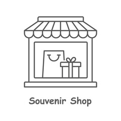 Souvenir shop line icon on white background. Editable stroke.