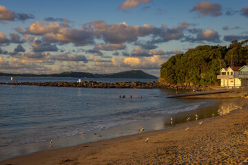 Snorkelers at The Haven at sunset