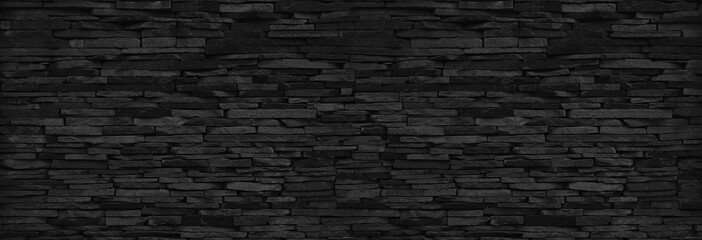 black panoramic slab granite background, slate stone wall